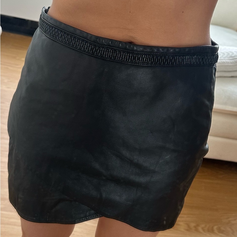 IKKS Paris Lamb Leather Mini Skirt
